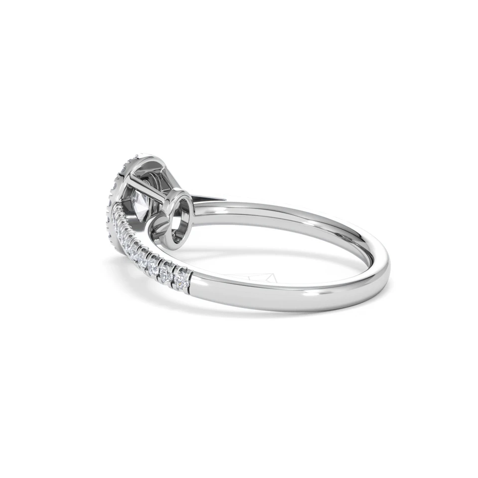 Georgina Lab Oval Diamond Halo Engagement Ring 18K White Gold 1.00ct F/VS1