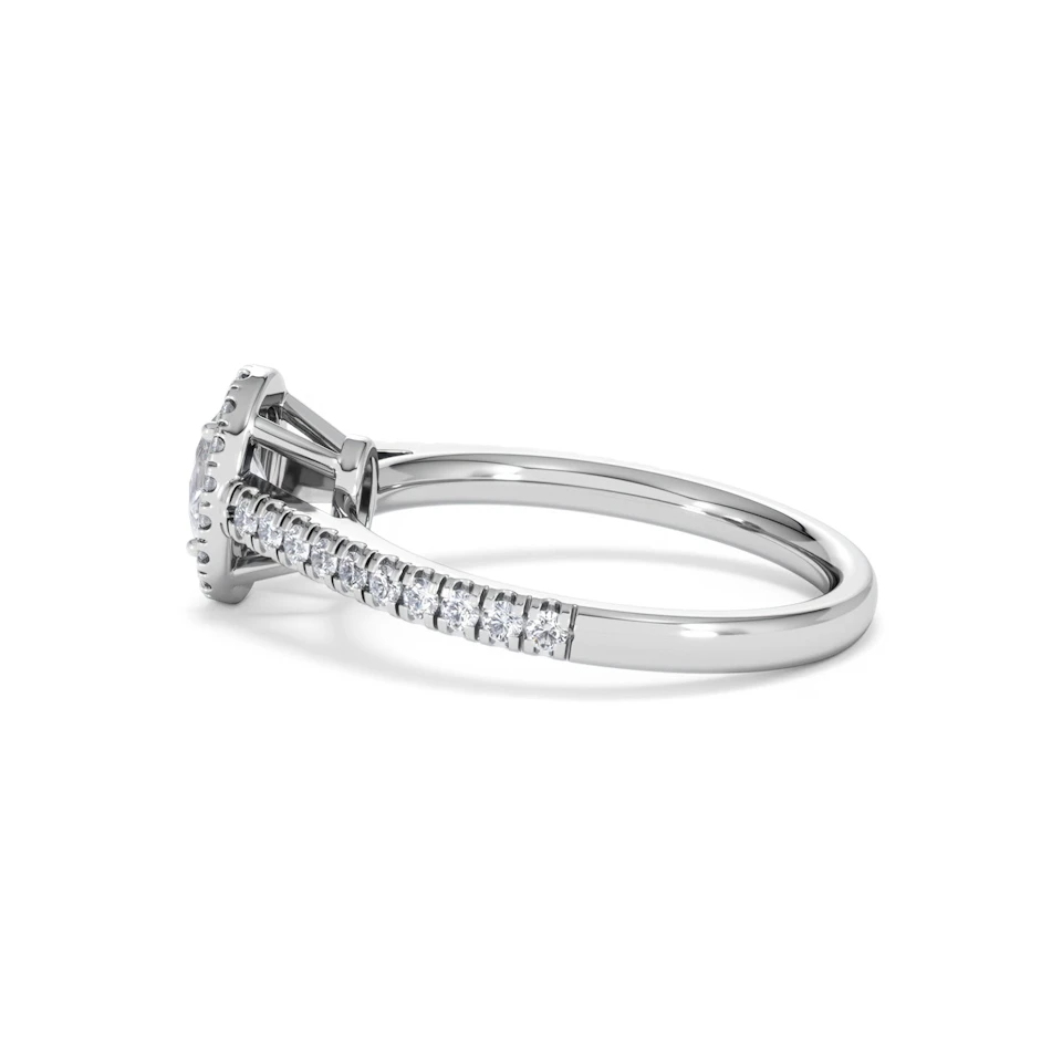 Georgina Lab Oval Diamond Halo Engagement Ring 18K White Gold 1.00ct F/VS1
