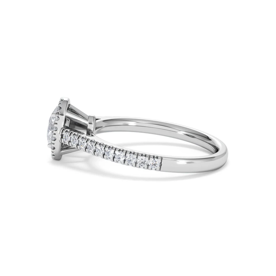 Georgina Lab Oval Diamond Halo Engagement Ring 18K White Gold 1.00ct F/VS1