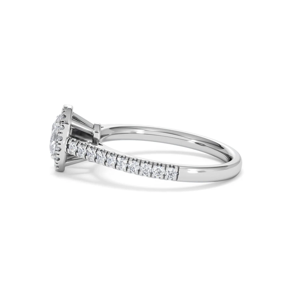 Georgina Lab Oval Diamond Halo Engagement Ring 18K White Gold 1.00ct F/VS1