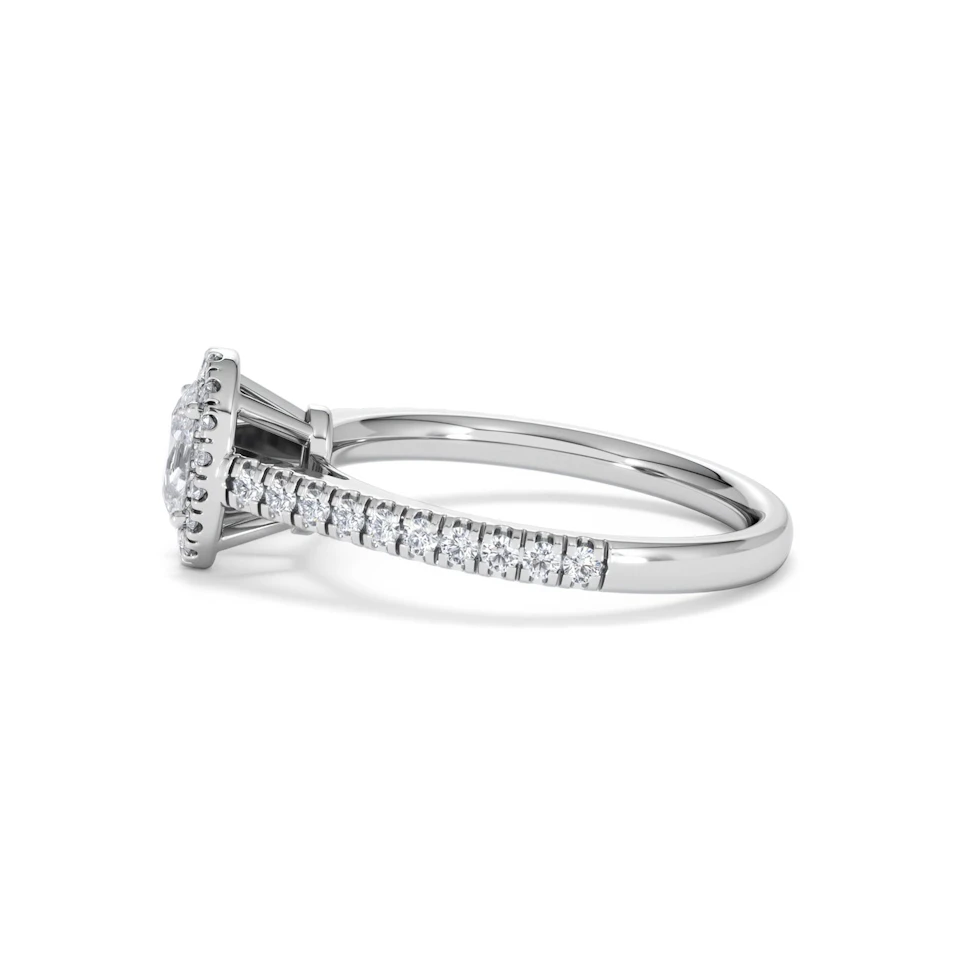 Georgina Lab Oval Diamond Halo Engagement Ring 18K White Gold 1.00ct F/VS1