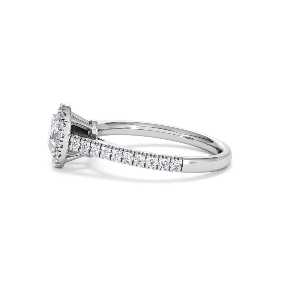 Georgina Lab Oval Diamond Halo Engagement Ring 18K White Gold 1.00ct F/VS1