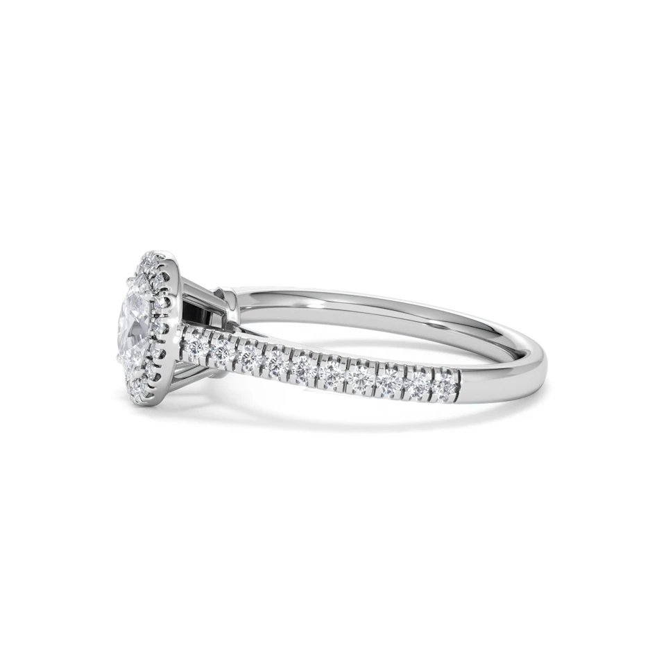 Georgina Lab Oval Diamond Halo Engagement Ring 18K White Gold 1.00ct F/VS1