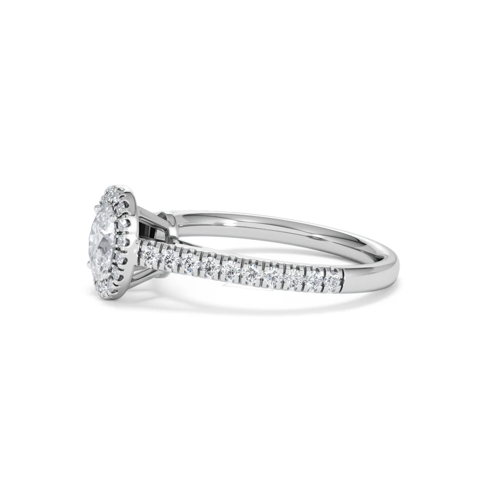 Georgina Lab Oval Diamond Halo Engagement Ring 18K White Gold 1.00ct F/VS1