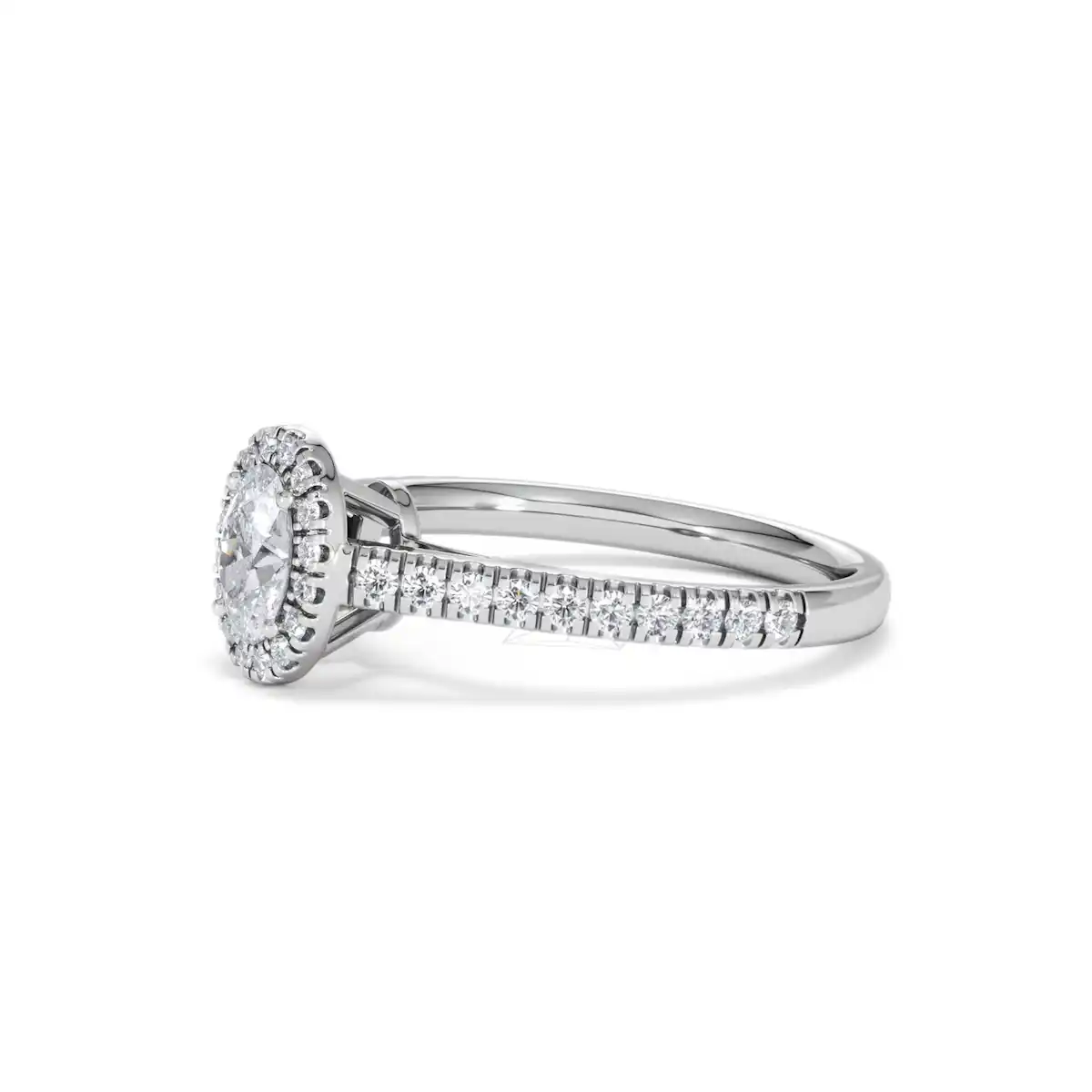 Georgina Lab Oval Diamond Halo Engagement Ring Platinum 1.00ct F/VS1