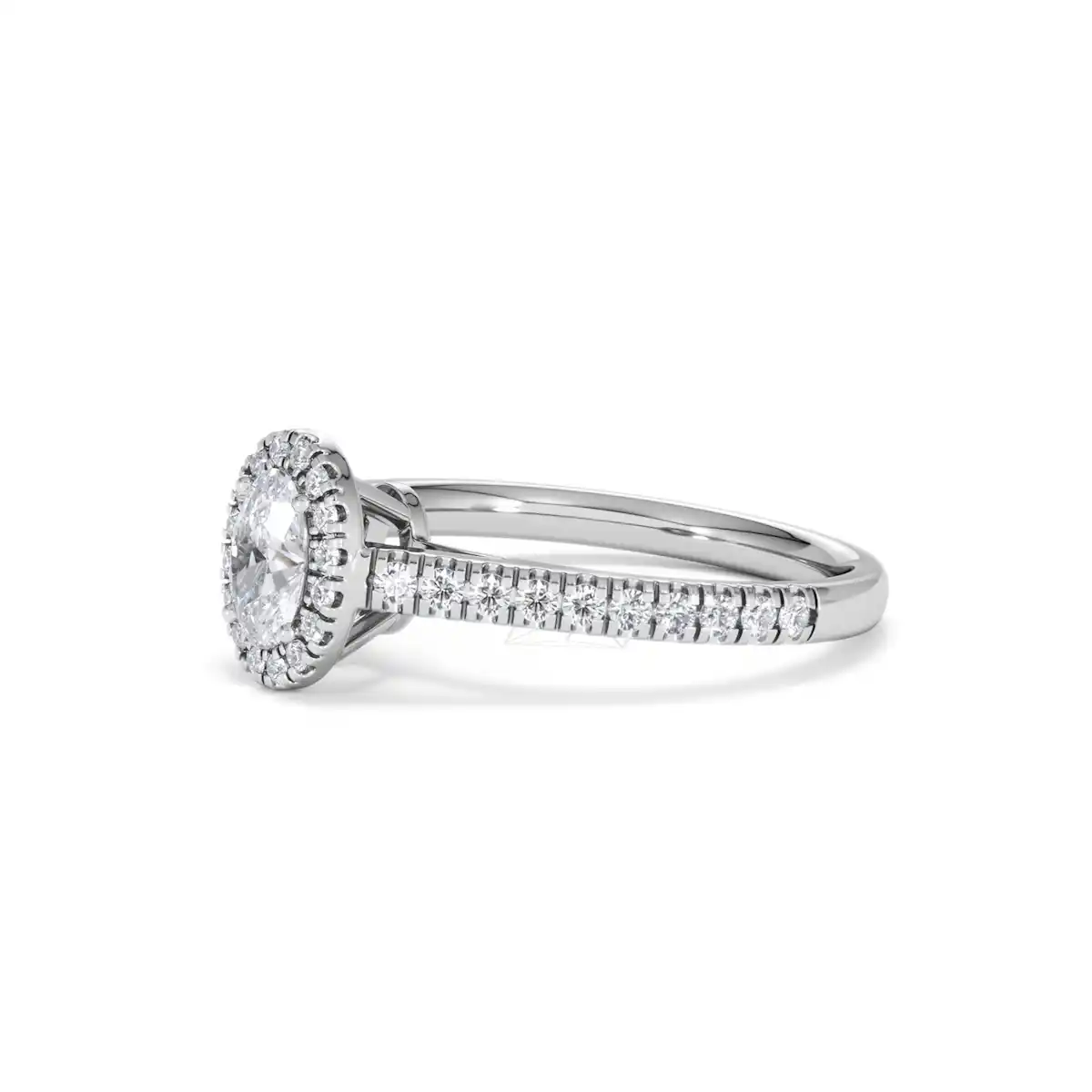 Georgina Lab Oval Diamond Halo Engagement Ring Platinum 1.00ct F/VS1