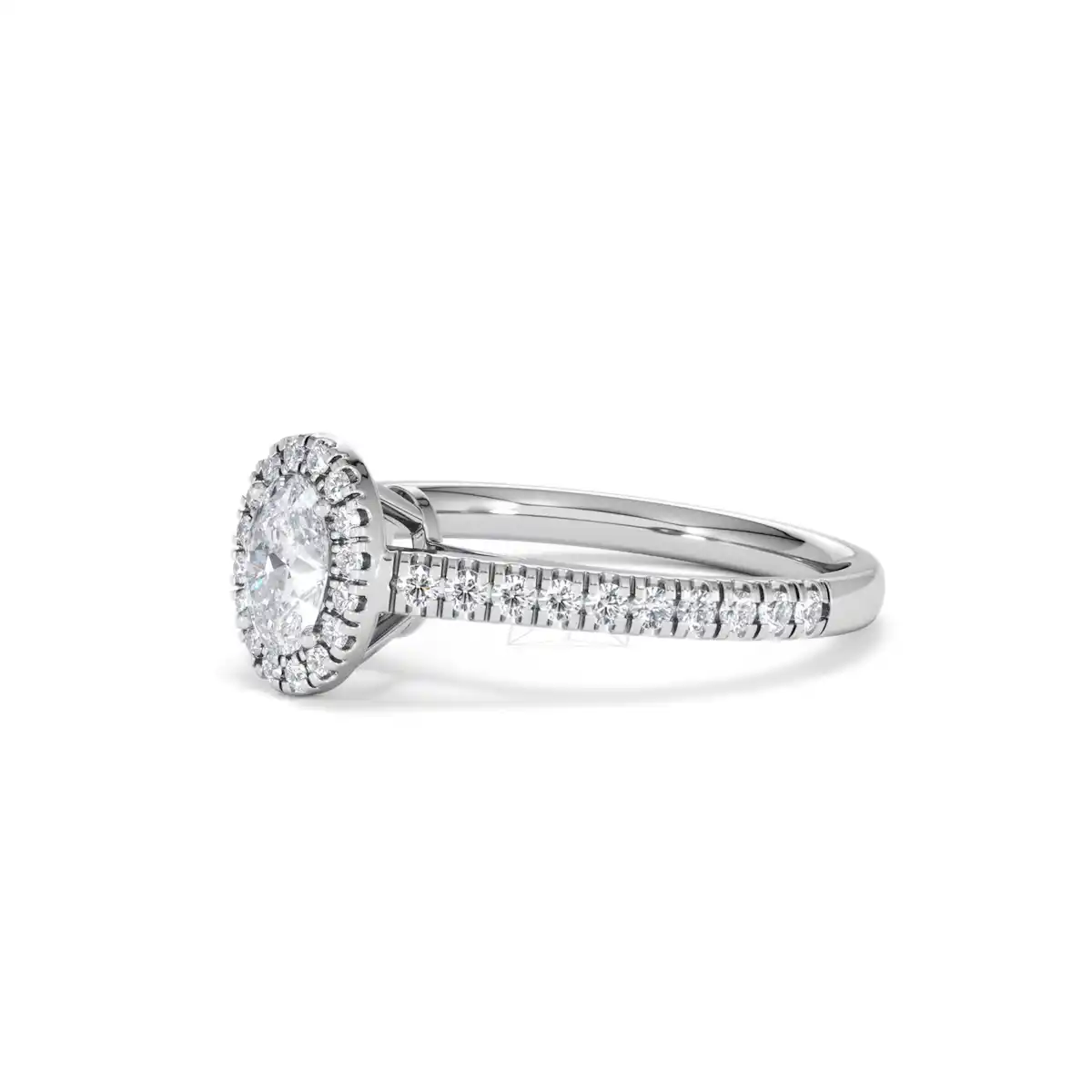 Georgina Lab Oval Diamond Halo Engagement Ring Platinum 1.00ct F/VS1