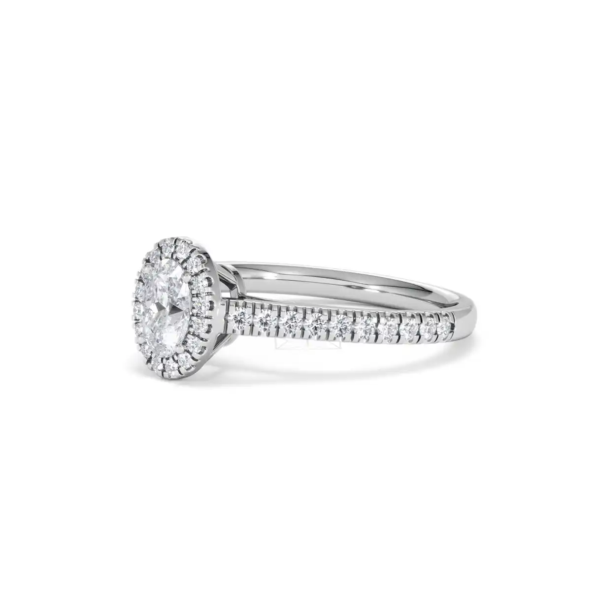 Georgina Lab Oval Diamond Halo Engagement Ring Platinum 1.00ct F/VS1