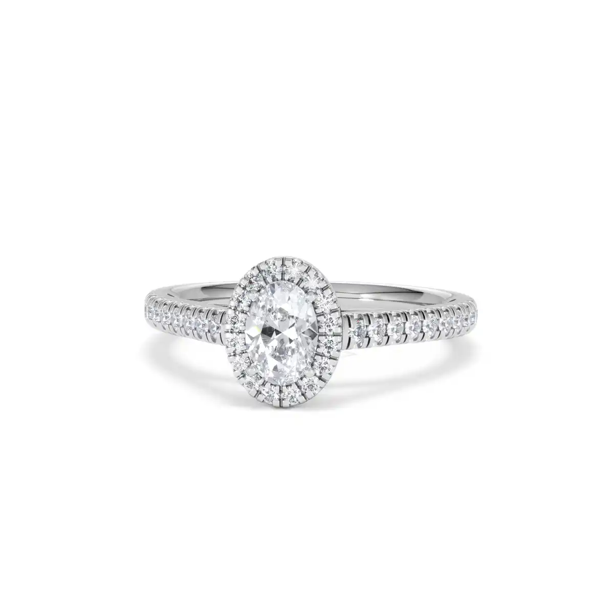 Georgina Lab Oval Diamond Halo Engagement Ring Platinum 1.00ct F/VS1