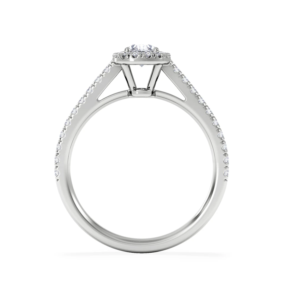 Georgina Lab Oval Diamond Halo Engagement Ring 18K White Gold 1.00ct F/VS1
