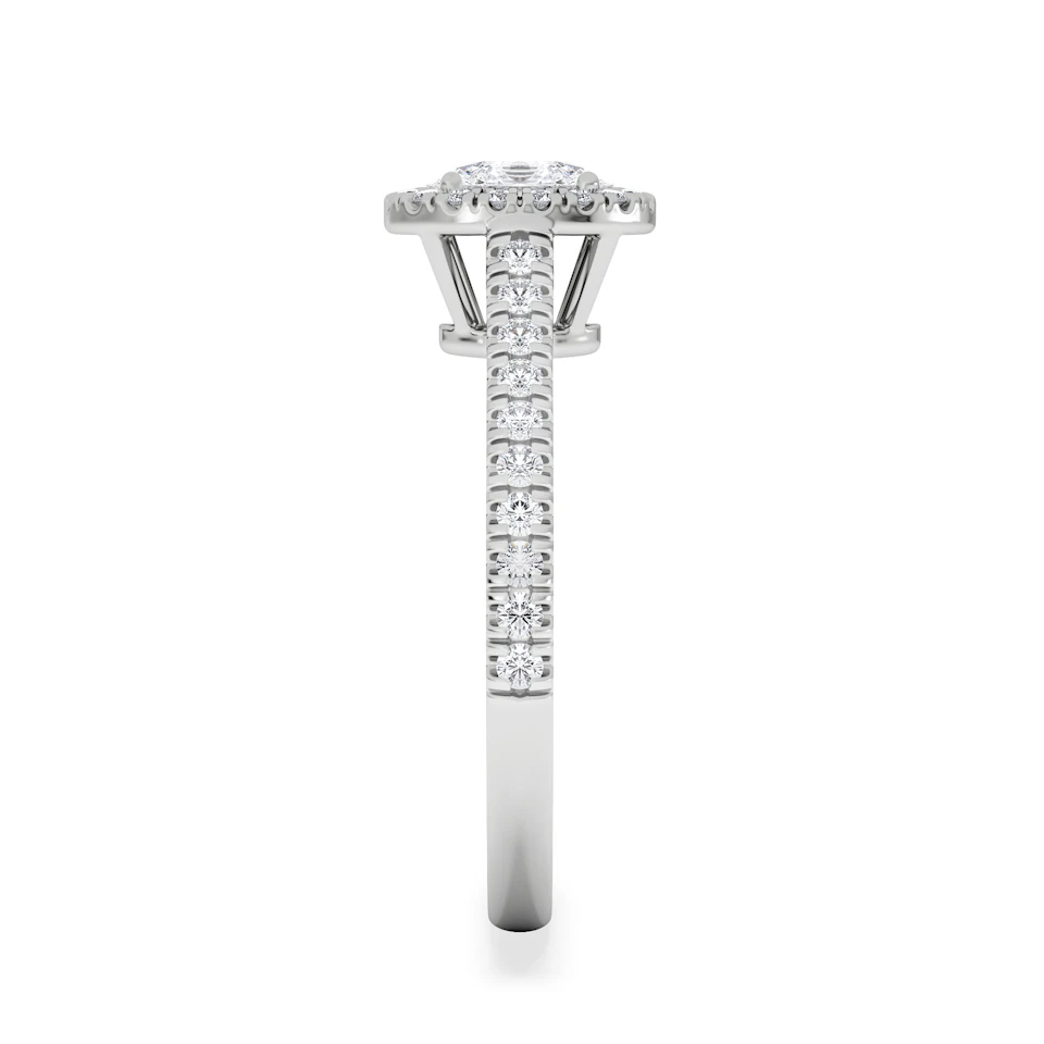 Georgina Lab Oval Diamond Halo Engagement Ring 18K White Gold 1.00ct F/VS1