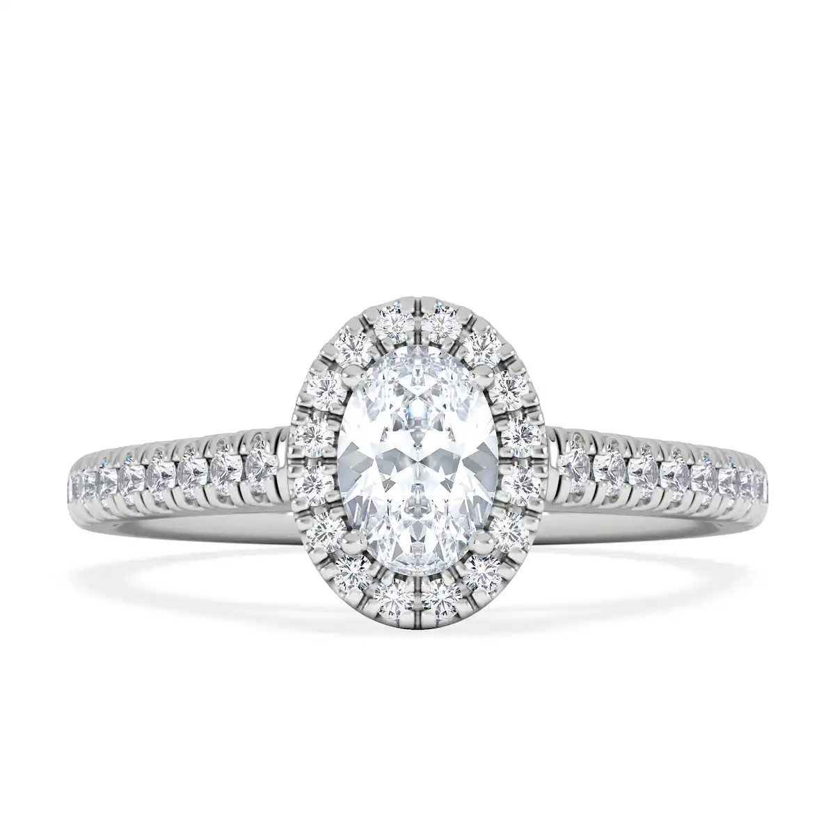 Georgina Lab Oval Diamond Halo Engagement Ring Platinum 1.00ct F/VS1