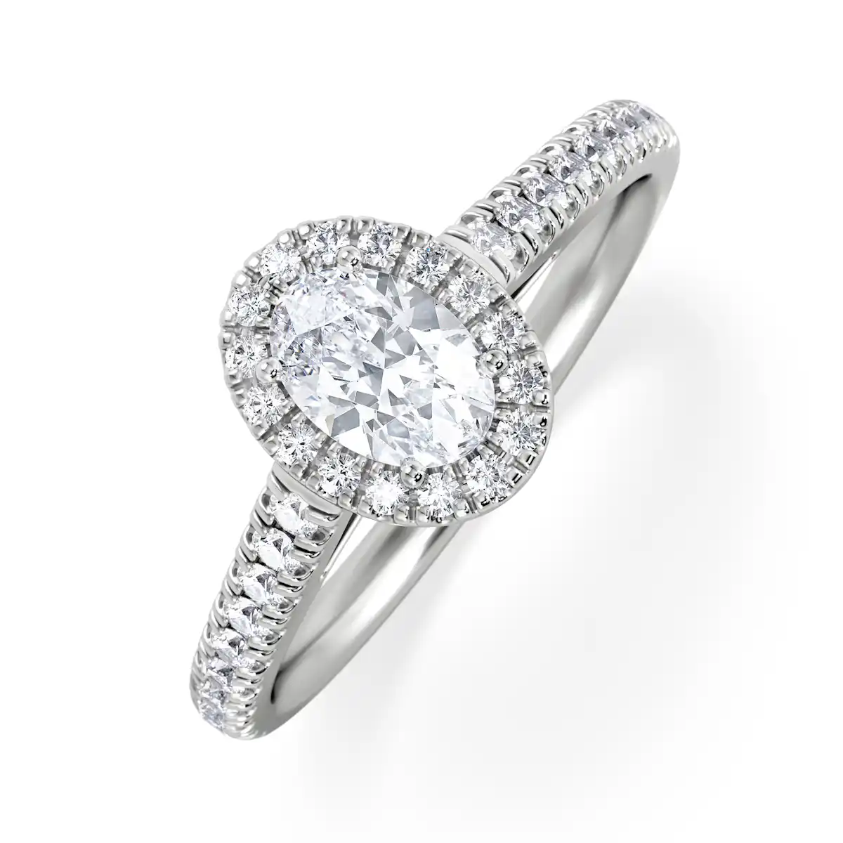 Georgina Lab Oval Diamond Halo Engagement Ring Platinum 1.00ct F/VS1