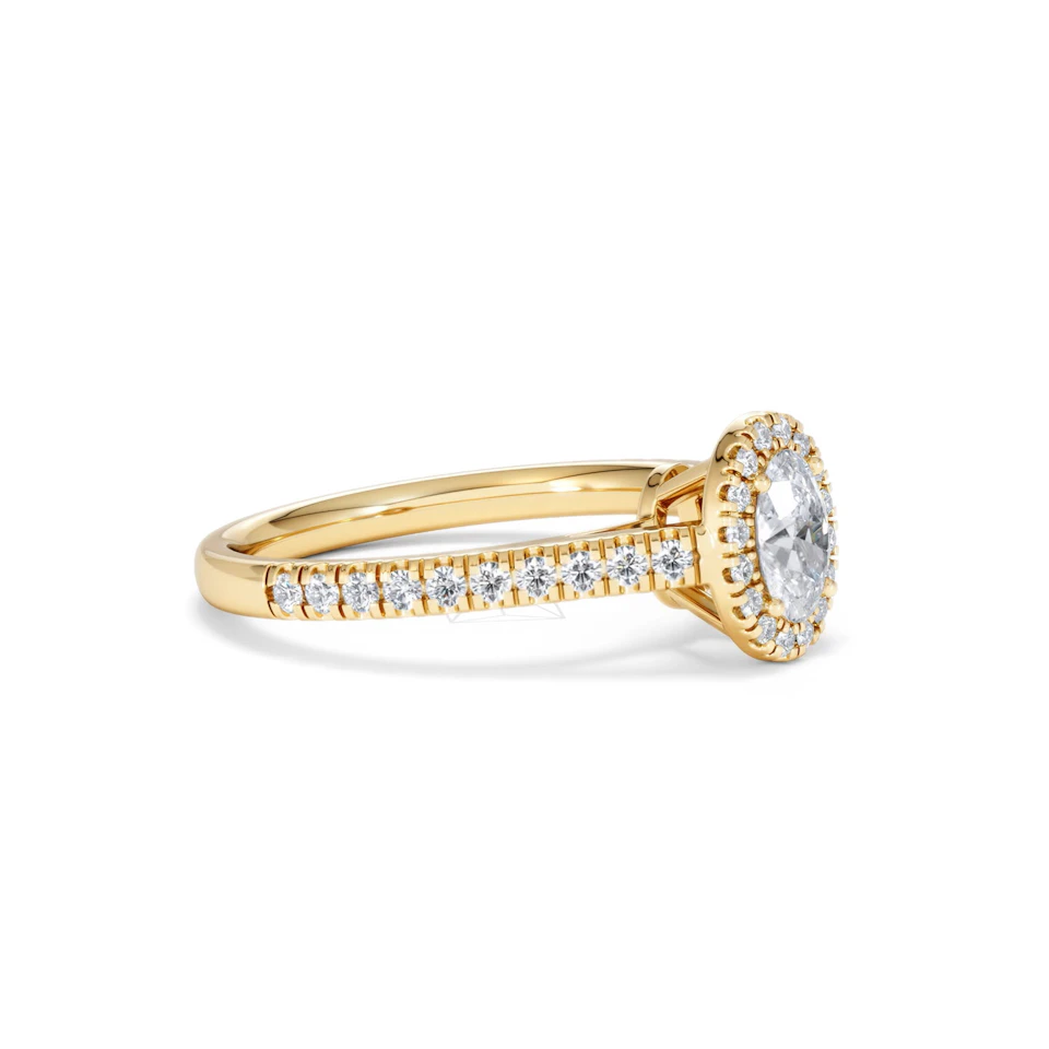 Georgina Lab Oval Diamond Halo Engagement Ring 18K Gold 1.00ct F/VS1