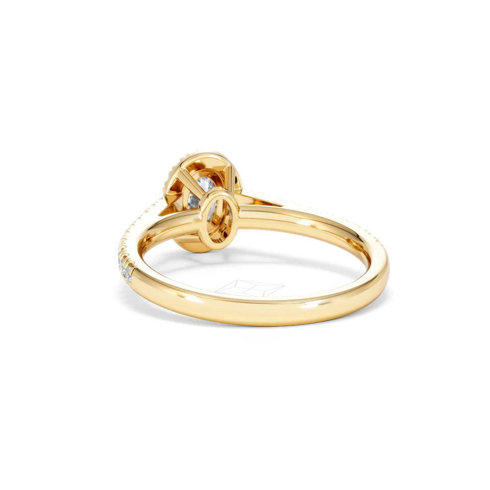 Georgina Lab Oval Diamond Halo Engagement Ring 18K Gold 1.00ct F/VS1