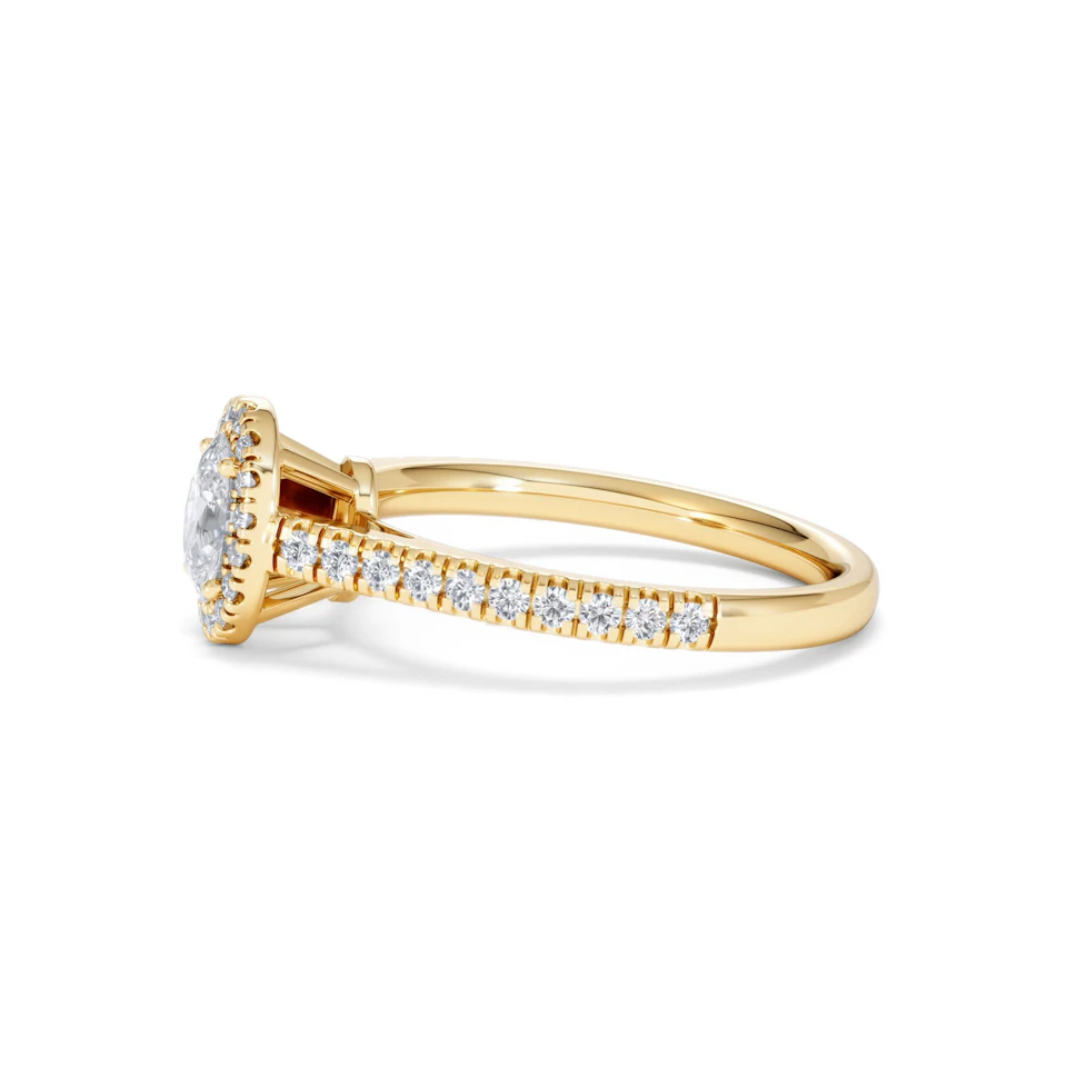Georgina Lab Oval Diamond Halo Engagement Ring 18K Gold 1.00ct F/VS1