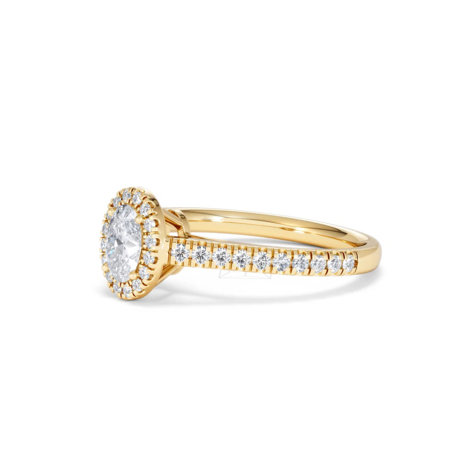 Georgina Lab Oval Diamond Halo Engagement Ring 18K Gold 1.00ct F/VS1