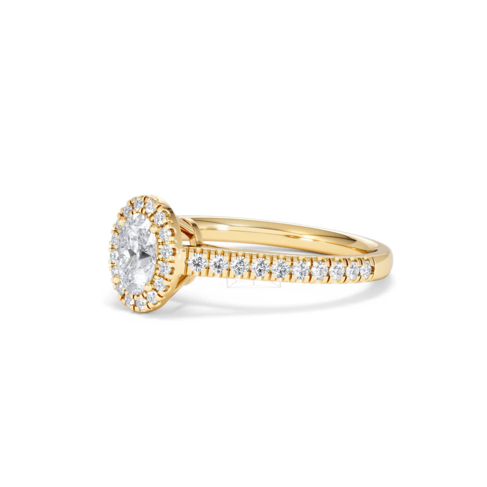 Georgina Lab Oval Diamond Halo Engagement Ring 18K Gold 1.00ct F/VS1
