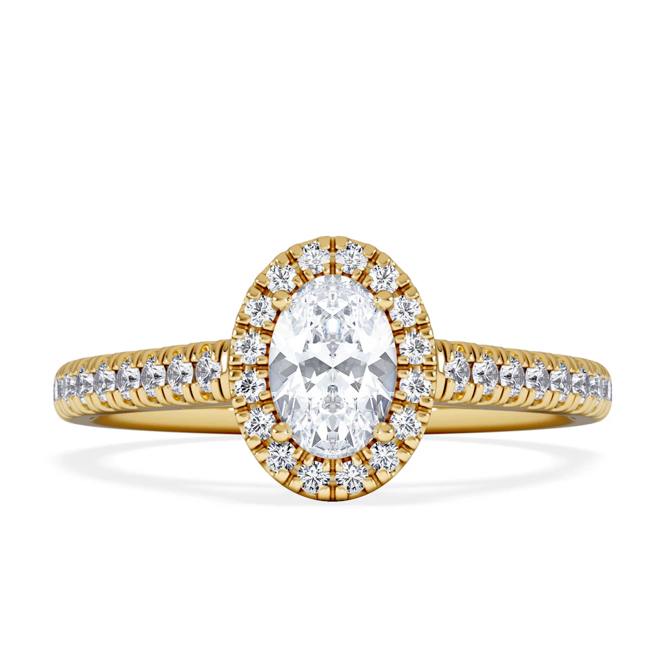 Georgina Lab Oval Diamond Halo Engagement Ring 18K Gold 1.00ct F/VS1
