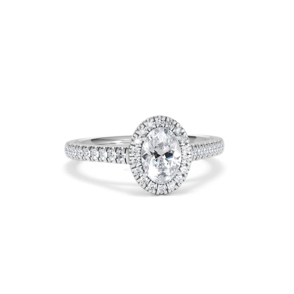 Georgina GIA Oval Diamond Halo Engagement Ring Platinum 1.30ct G/Vs2