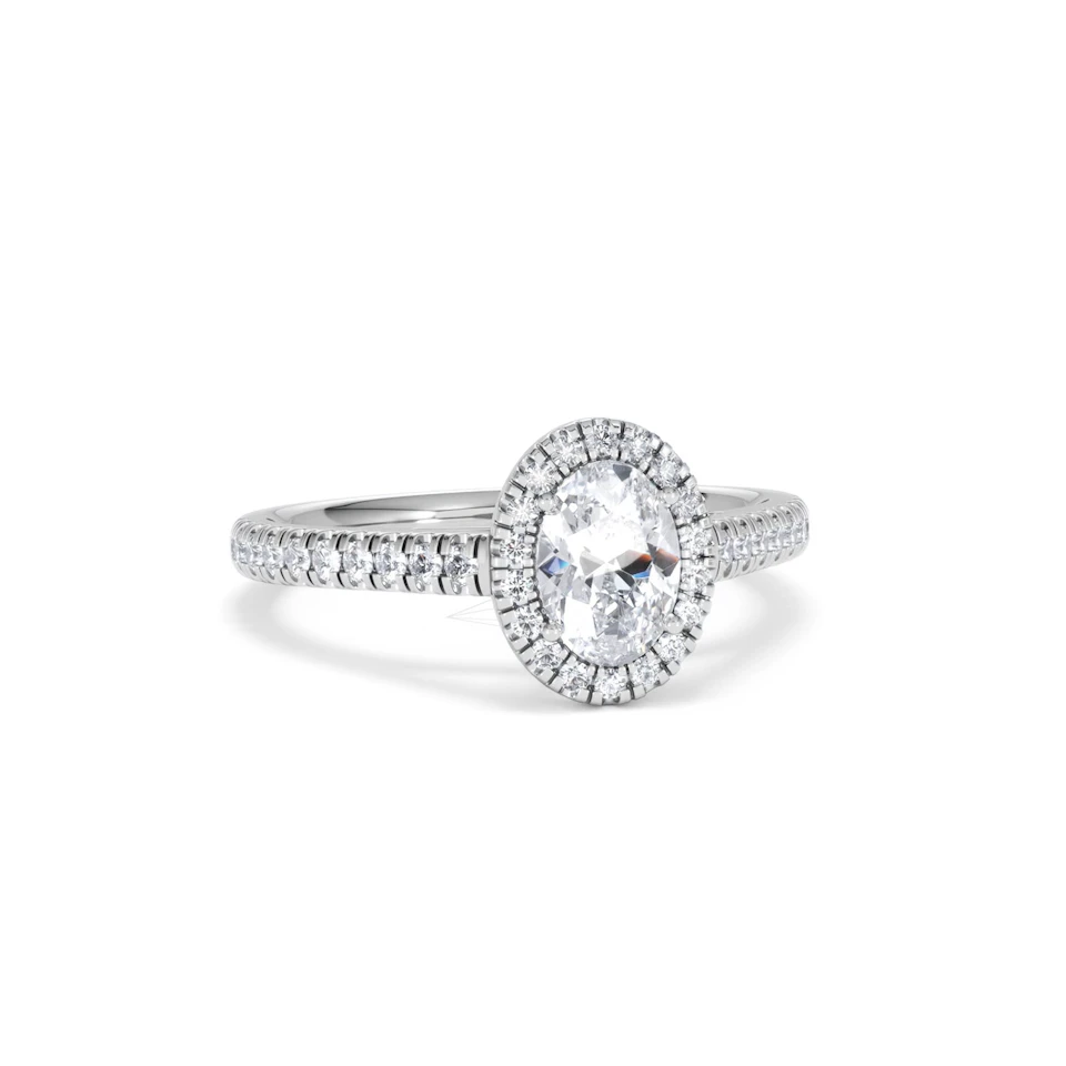 Georgina GIA Oval Diamond Halo Engagement Ring 18KW Gold 1.30ct G/Vs2