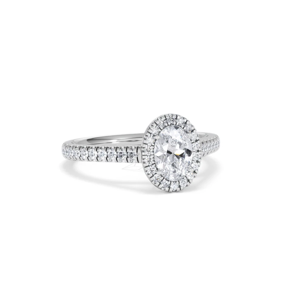 Georgina GIA Oval Diamond Halo Engagement Ring Platinum 1.30ct G/Vs2