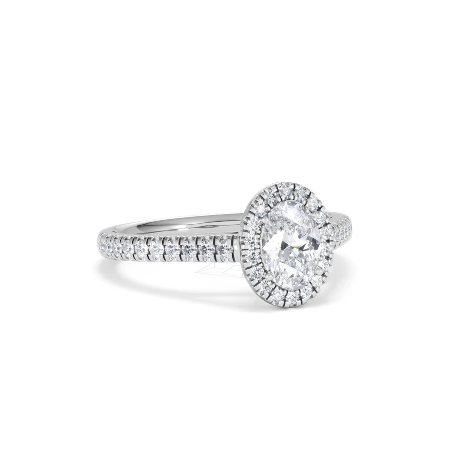 Georgina GIA Oval Diamond Halo Engagement Ring Platinum 1.30ct G/Vs2