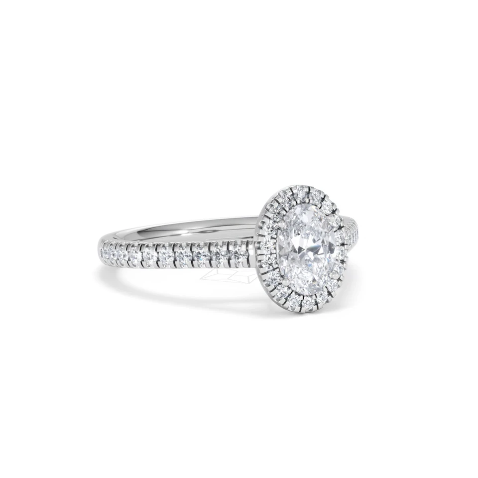 Georgina GIA Oval Diamond Halo Engagement Ring 18KW Gold 1.30ct G/Vs2