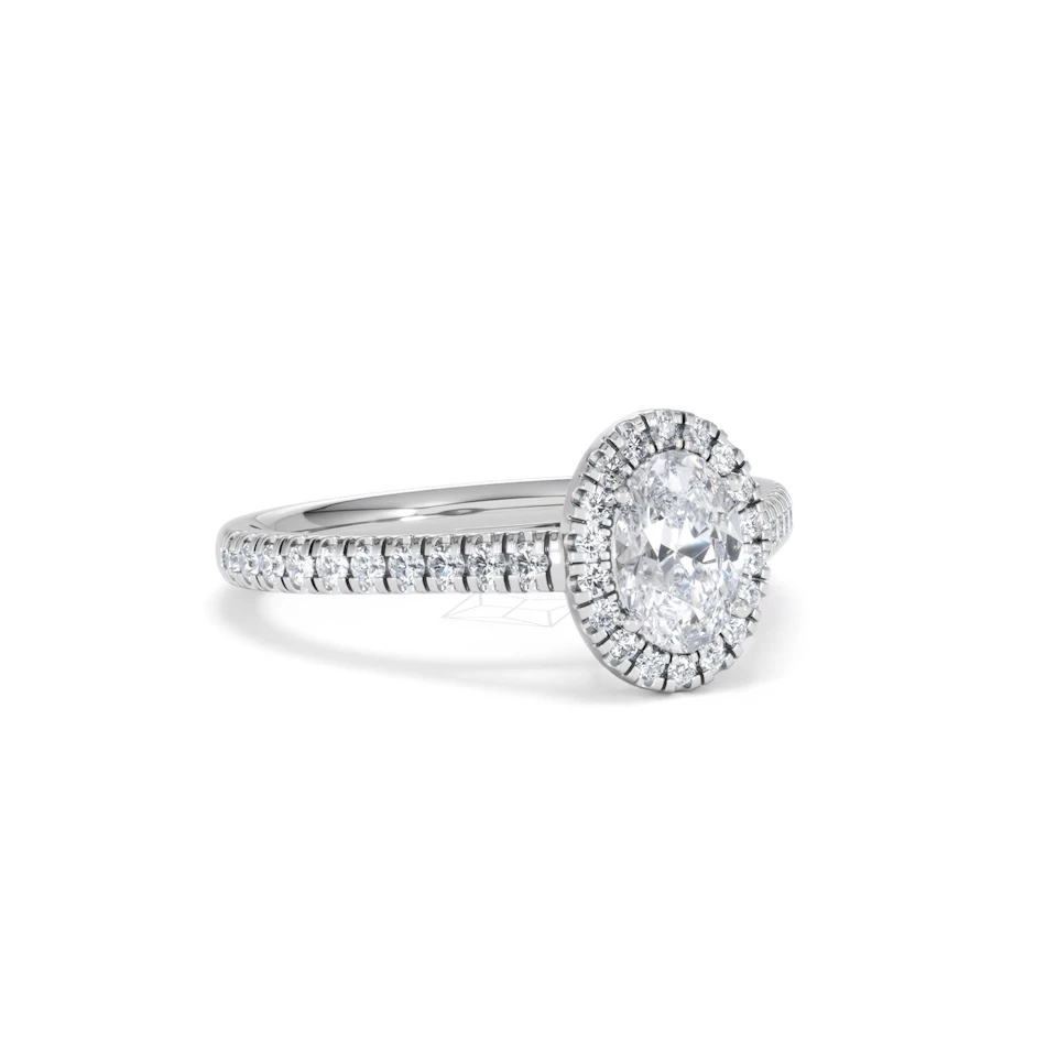 Georgina GIA Oval Diamond Halo Engagement Ring Platinum 1.30ct G/Vs2