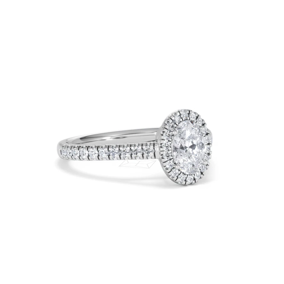 Georgina GIA Oval Diamond Halo Engagement Ring 18KW Gold 1.30ct G/Vs2