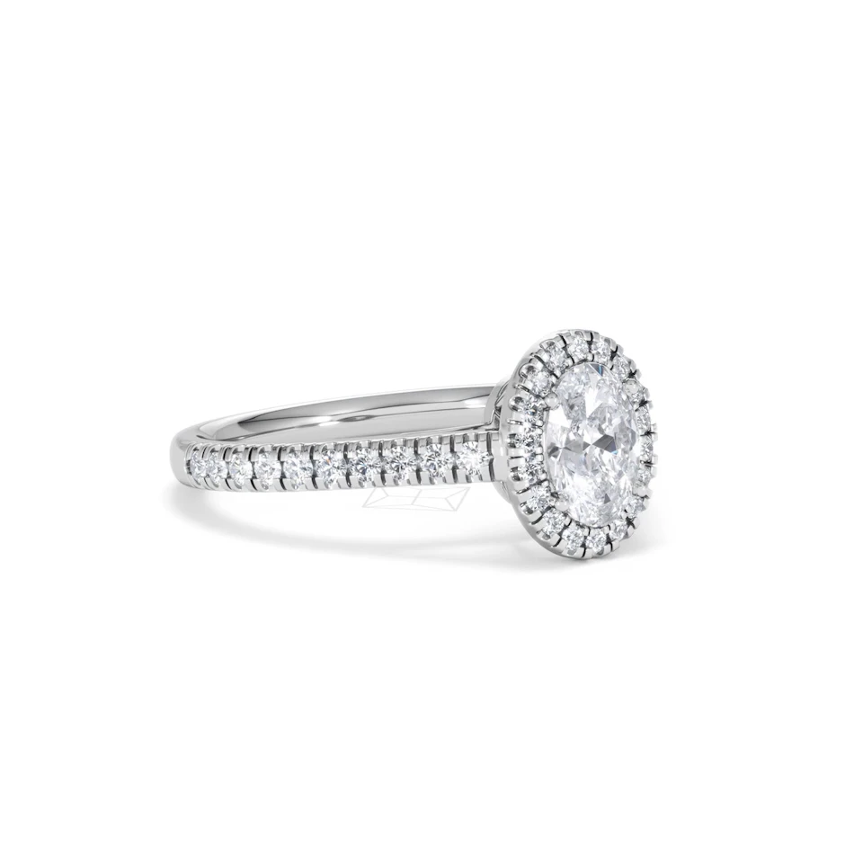 Georgina GIA Oval Diamond Halo Engagement Ring Platinum 1.30ct G/Vs2