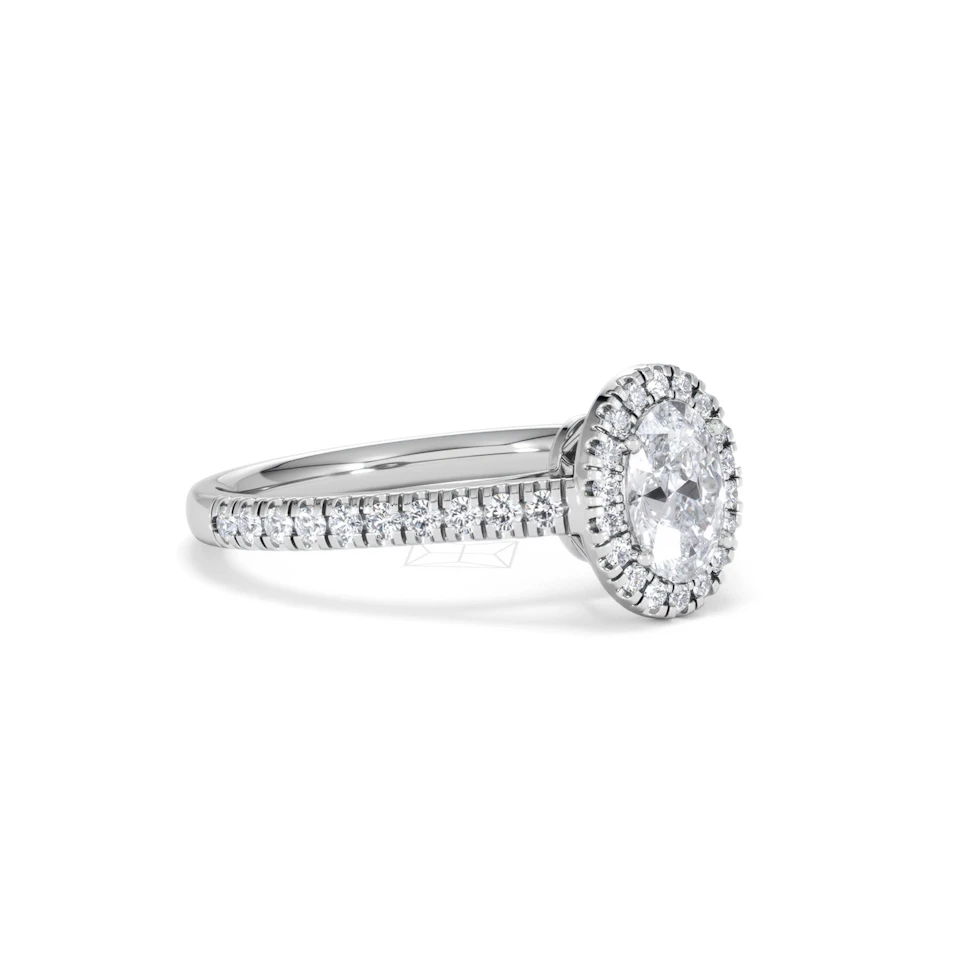 Georgina GIA Oval Diamond Halo Engagement Ring Platinum 1.30ct G/Vs2