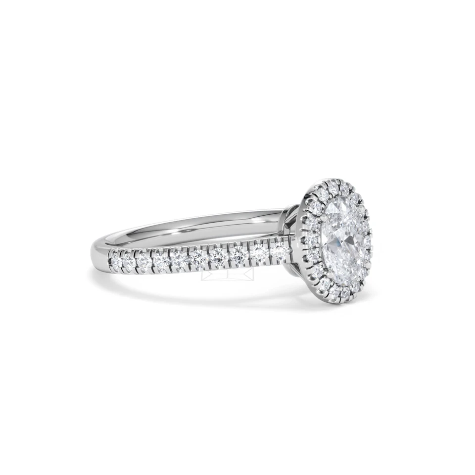 Georgina GIA Oval Diamond Halo Engagement Ring 18KW Gold 1.30ct G/Vs2