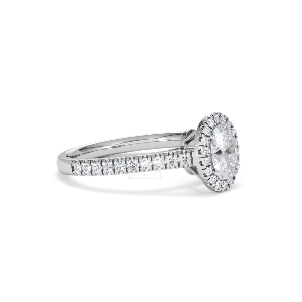 Georgina GIA Oval Diamond Halo Engagement Ring Platinum 1.30ct G/Vs2