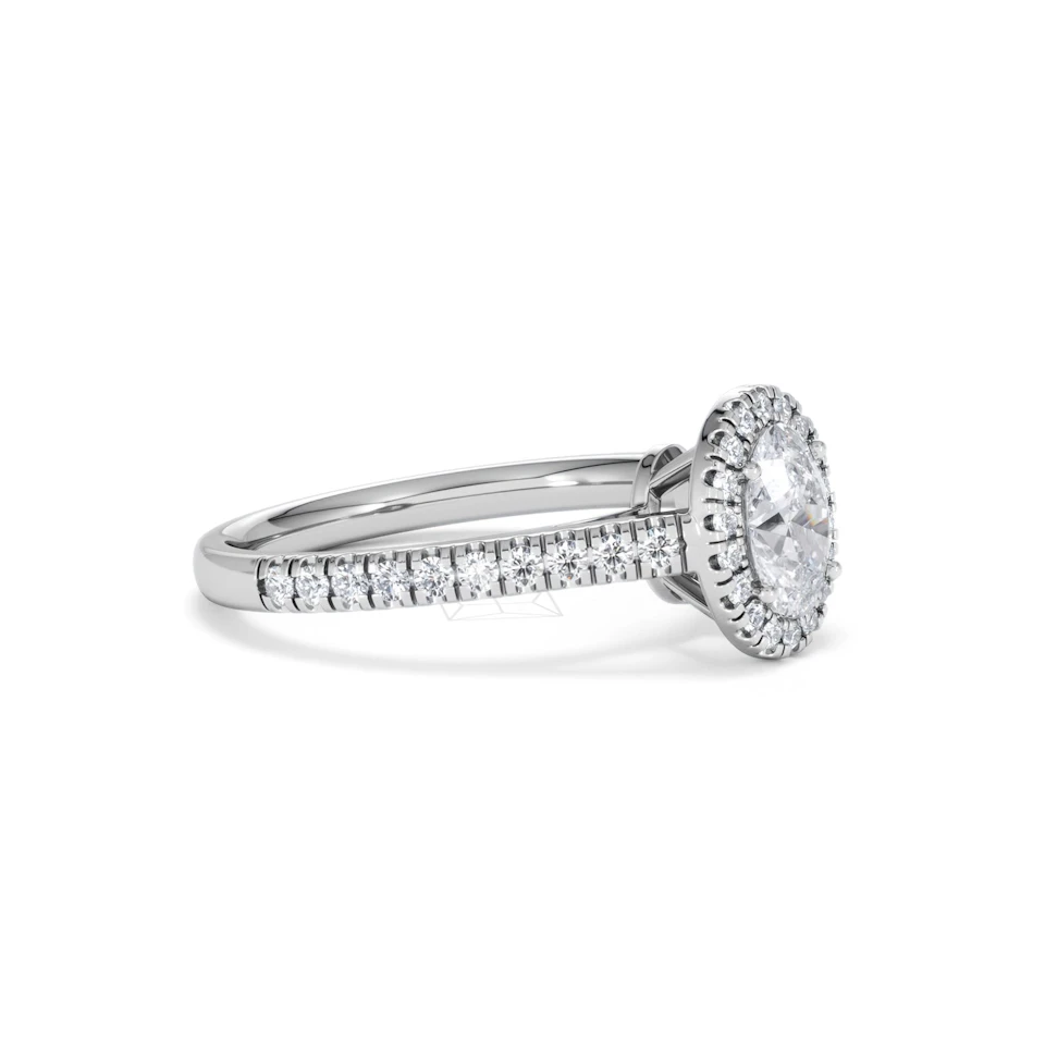 Georgina GIA Oval Diamond Halo Engagement Ring Platinum 1.30ct G/Vs2