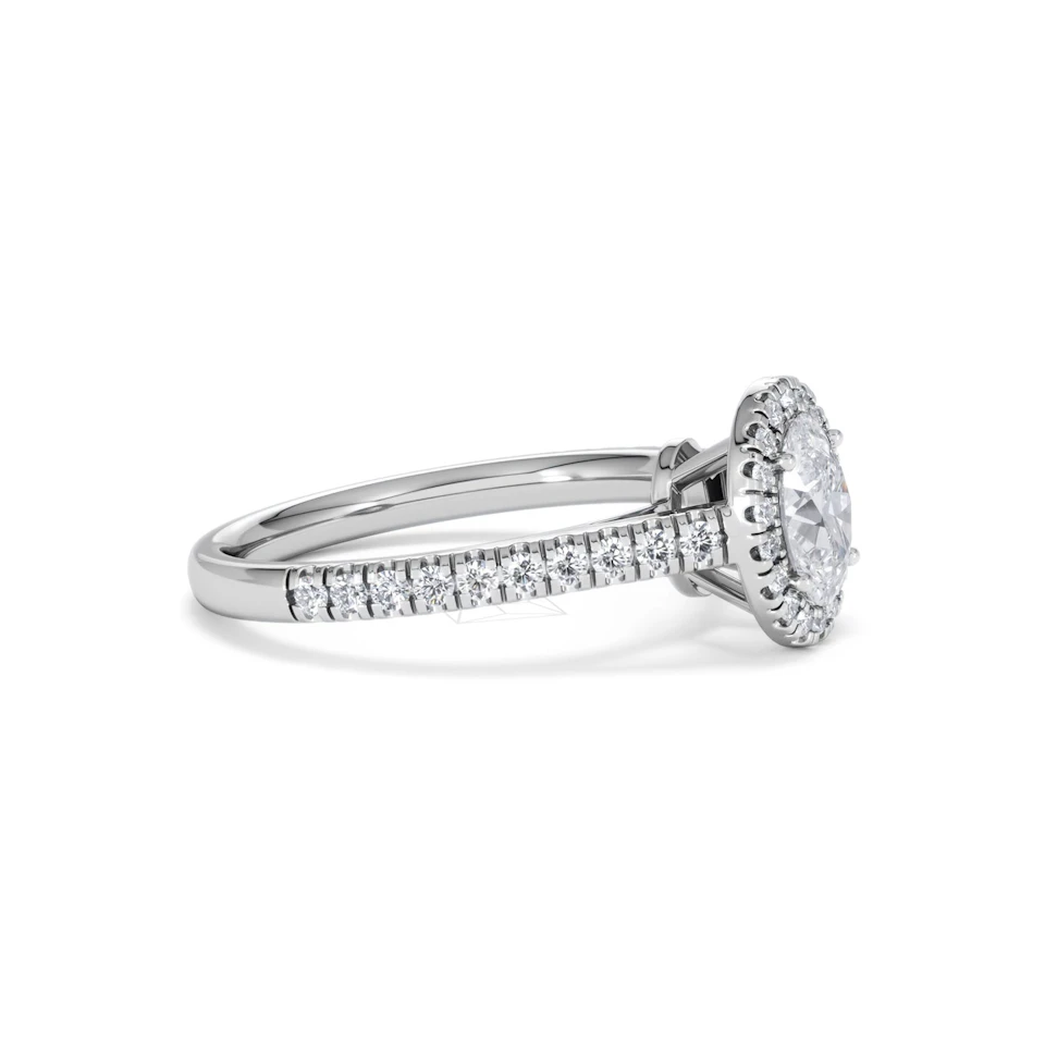 Georgina GIA Oval Diamond Halo Engagement Ring 18KW Gold 1.30ct G/Vs2