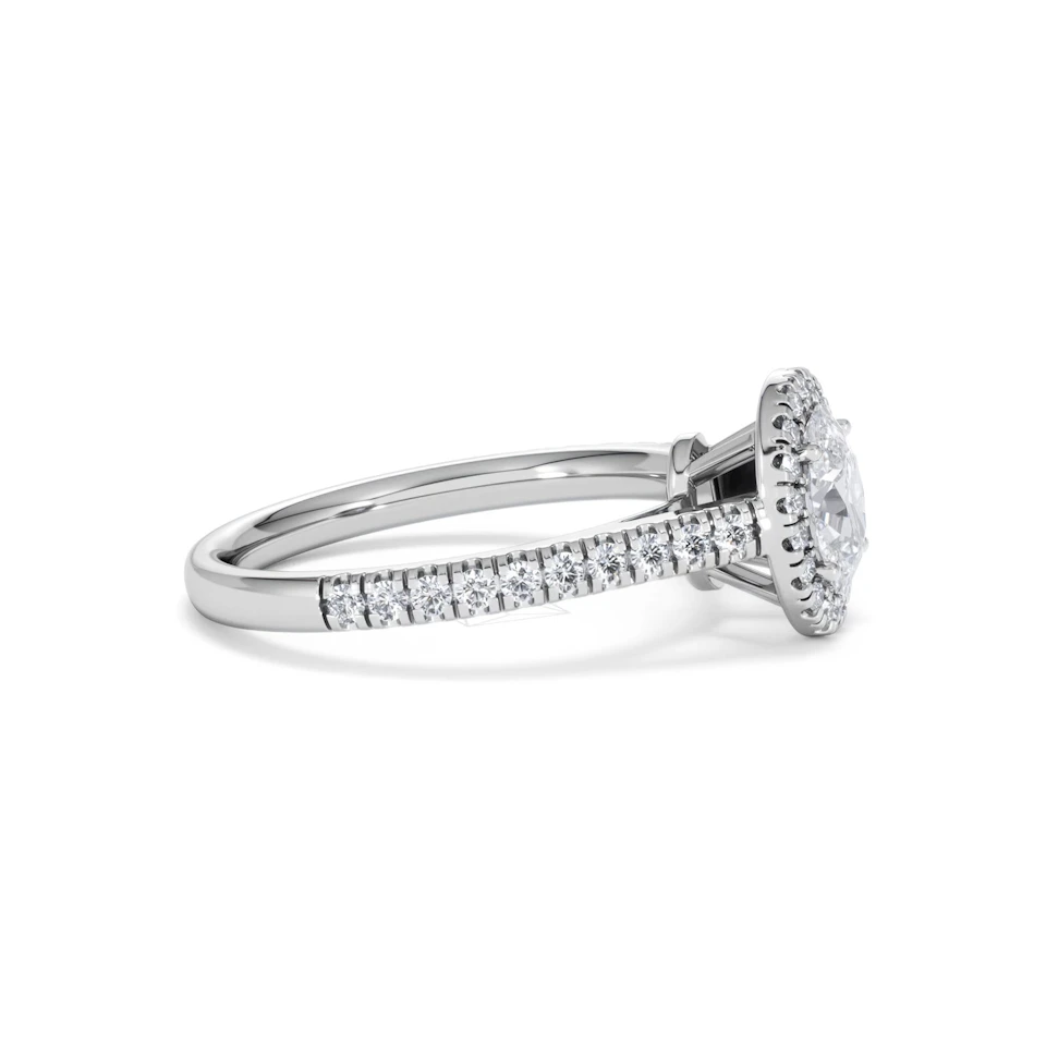 Georgina GIA Oval Diamond Halo Engagement Ring 18KW Gold 1.30ct G/Vs2