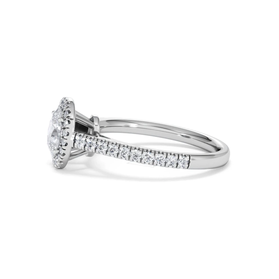 Georgina GIA Oval Diamond Halo Engagement Ring 18KW Gold 1.30ct G/Vs2