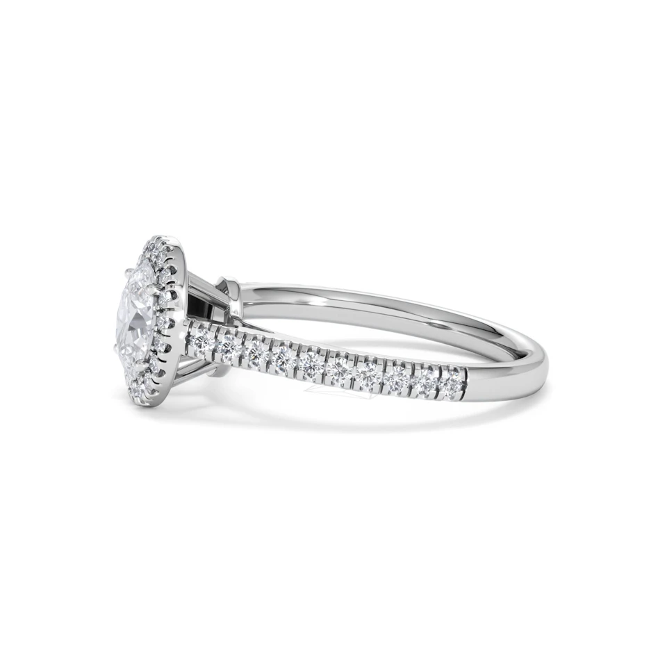 Georgina GIA Oval Diamond Halo Engagement Ring 18KW Gold 1.30ct G/Vs2