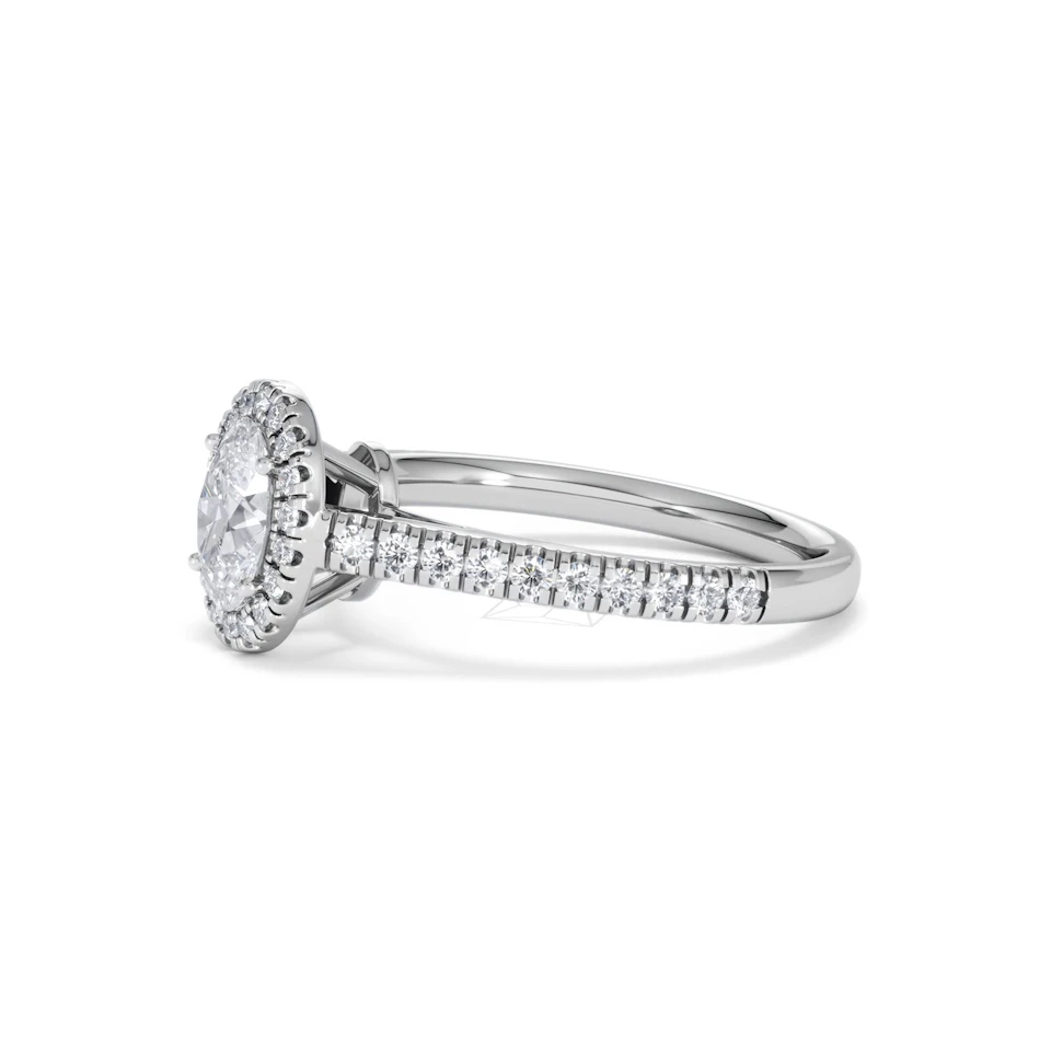 Georgina GIA Oval Diamond Halo Engagement Ring 18KW Gold 1.30ct G/Vs2