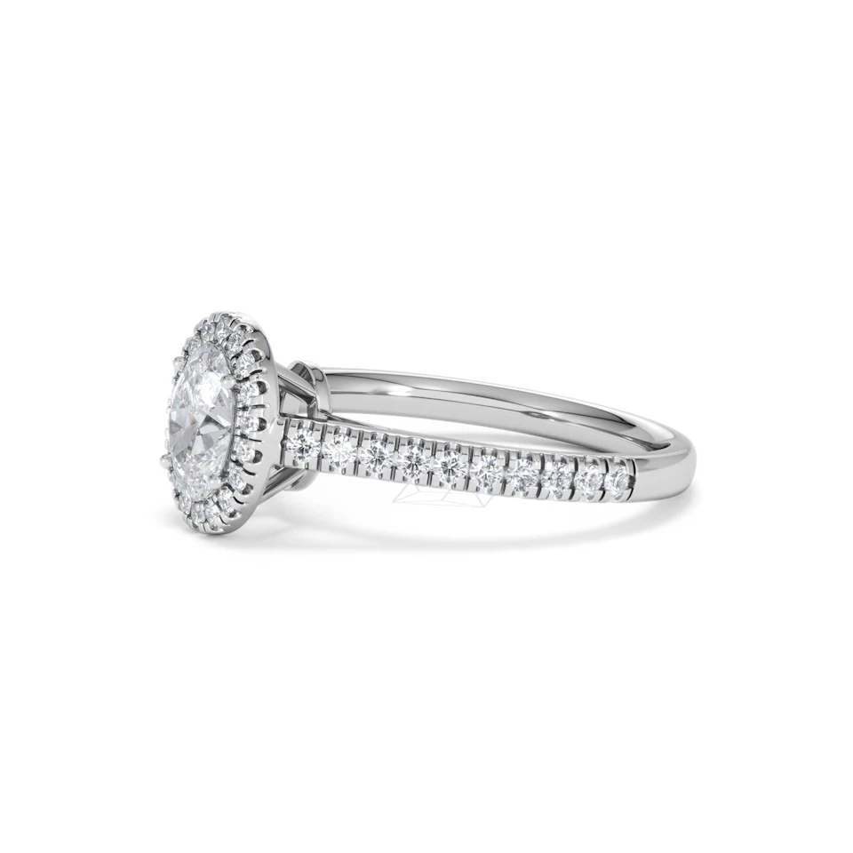 Georgina GIA Oval Diamond Halo Engagement Ring 18KW Gold 1.30ct G/Vs2