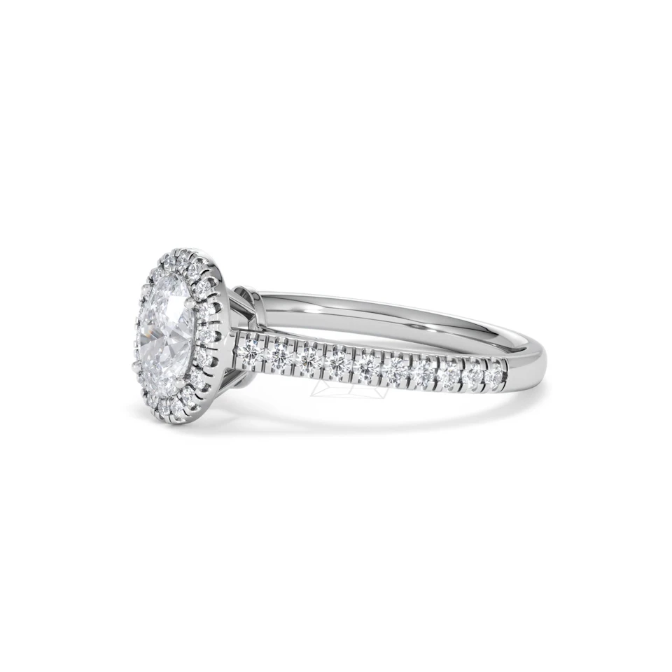 Georgina GIA Oval Diamond Halo Engagement Ring Platinum 1.30ct G/Vs2