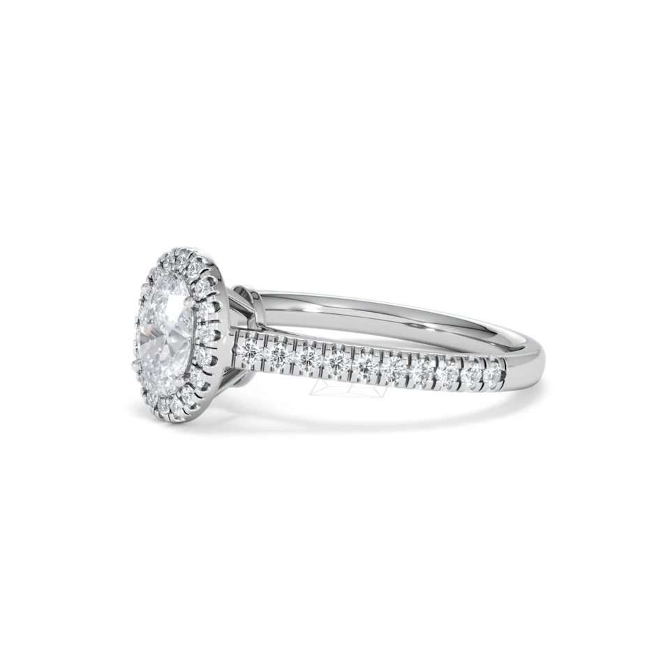 Georgina GIA Oval Diamond Halo Engagement Ring 18KW Gold 1.30ct G/Vs2