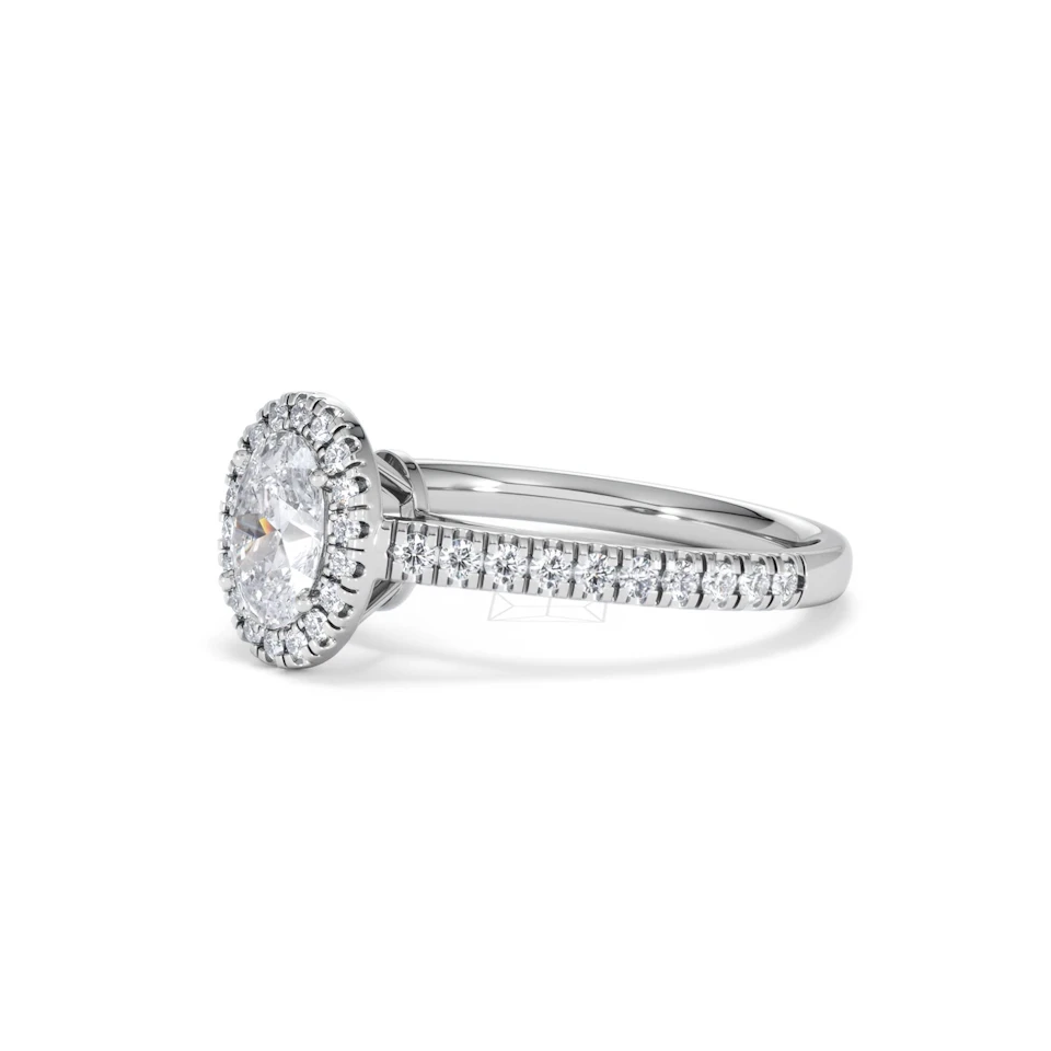 Georgina GIA Oval Diamond Halo Engagement Ring 18KW Gold 1.30ct G/Vs2