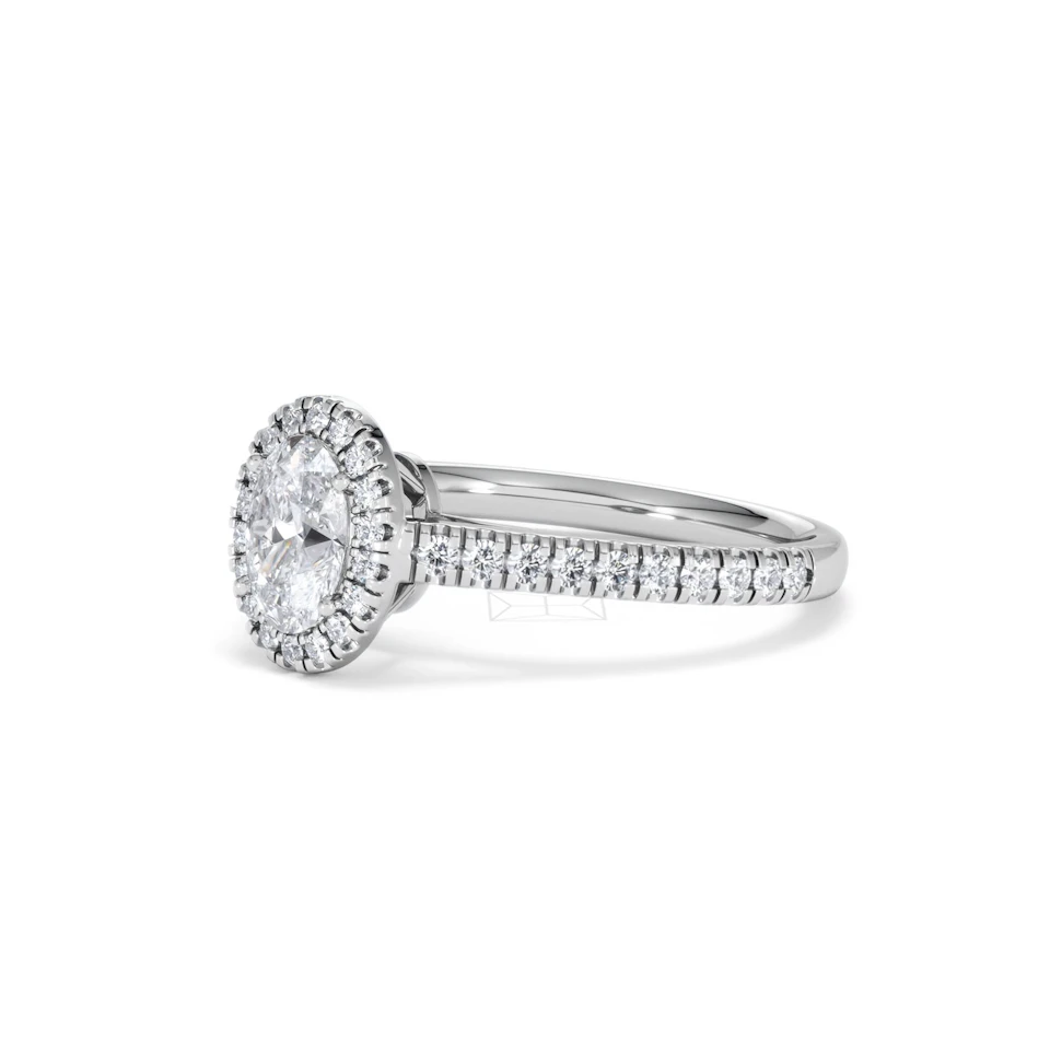 Georgina GIA Oval Diamond Halo Engagement Ring Platinum 1.30ct G/Vs2