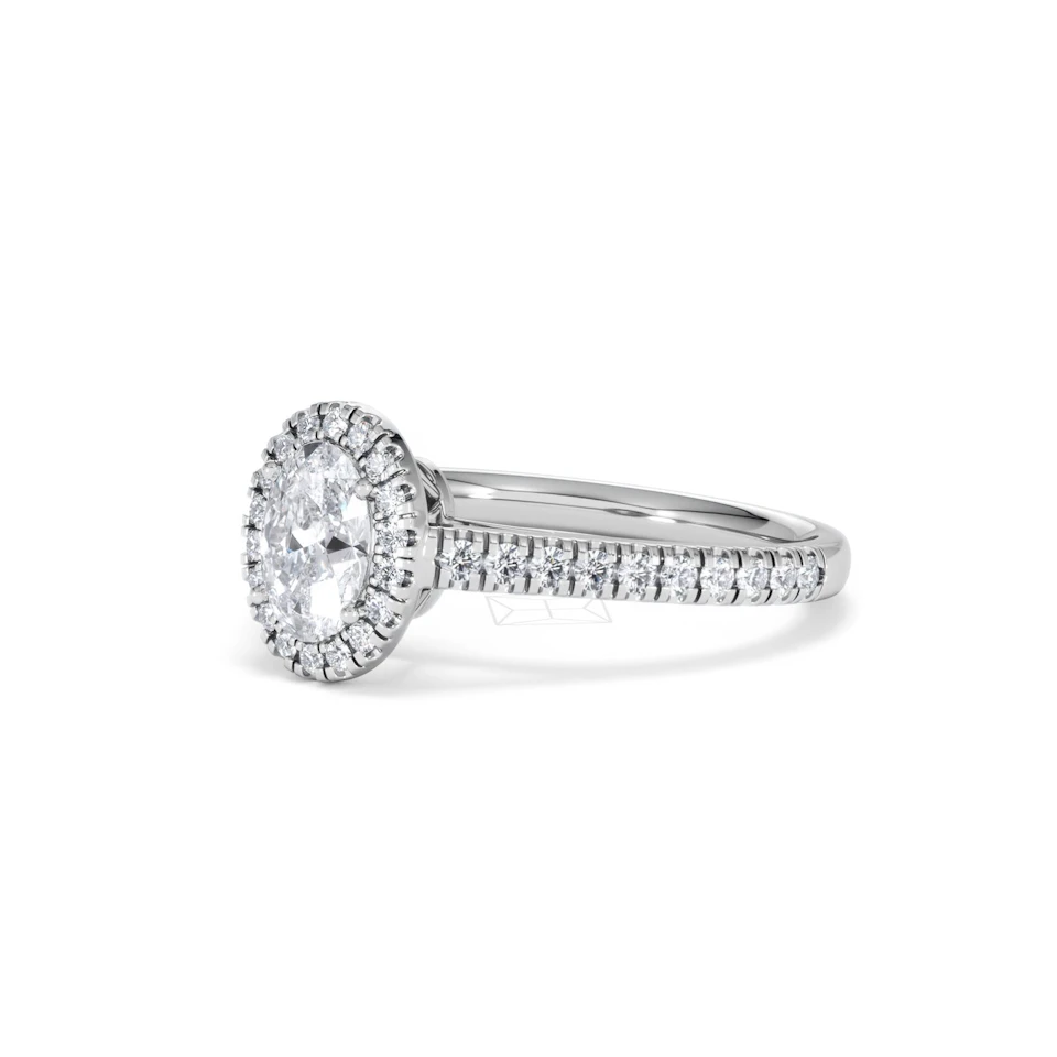 Georgina GIA Oval Diamond Halo Engagement Ring 18KW Gold 1.30ct G/Vs2