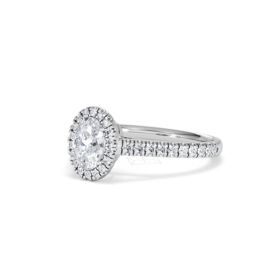 Georgina GIA Oval Diamond Halo Engagement Ring Platinum 1.30ct G/Vs2