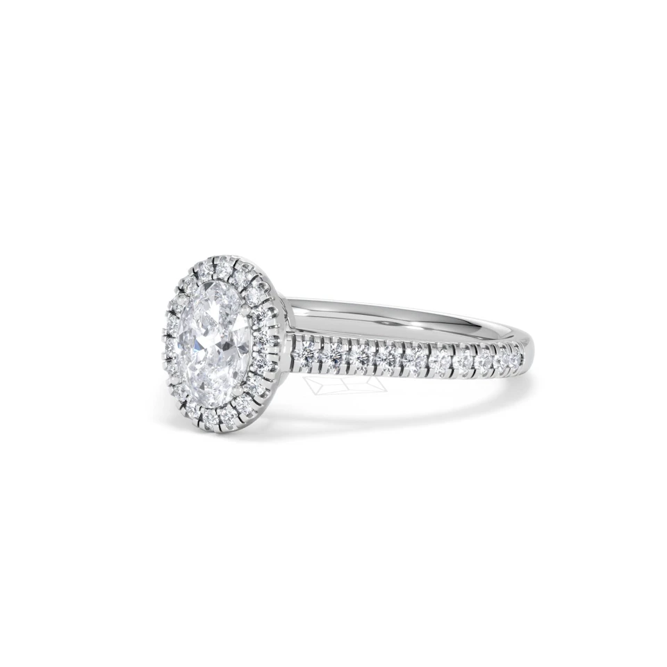 Georgina GIA Oval Diamond Halo Engagement Ring 18KW Gold 1.30ct G/Vs2