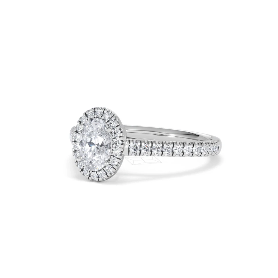 Georgina GIA Oval Diamond Halo Engagement Ring 18KW Gold 1.30ct G/Vs2