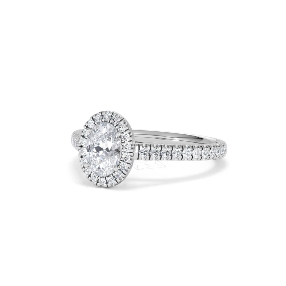 Georgina GIA Oval Diamond Halo Engagement Ring Platinum 1.30ct G/Vs2